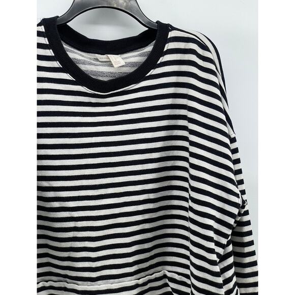 H&M BASIC Women’s Black-White Striped Crewneck Long Sleeve Sweatshirt SZ XL - Picture 3 of 11